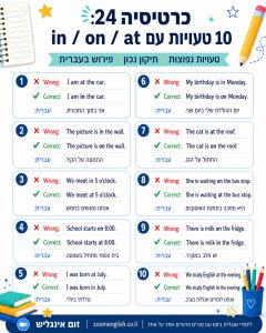 דקדוק באנגלית למתחילים עם הסברים בעברית פשוטה, דוגמאות שימושיות וטיפים ללימוד אישי אונליין אחד על אחד.
