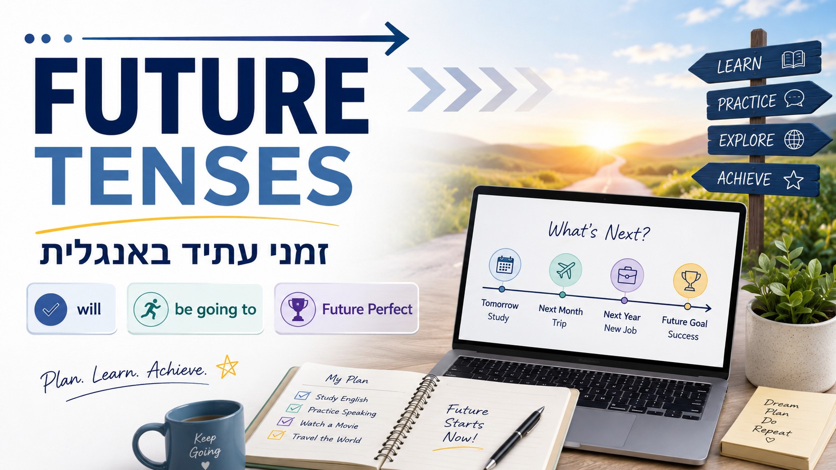 זמני Future באנגלית בעברית