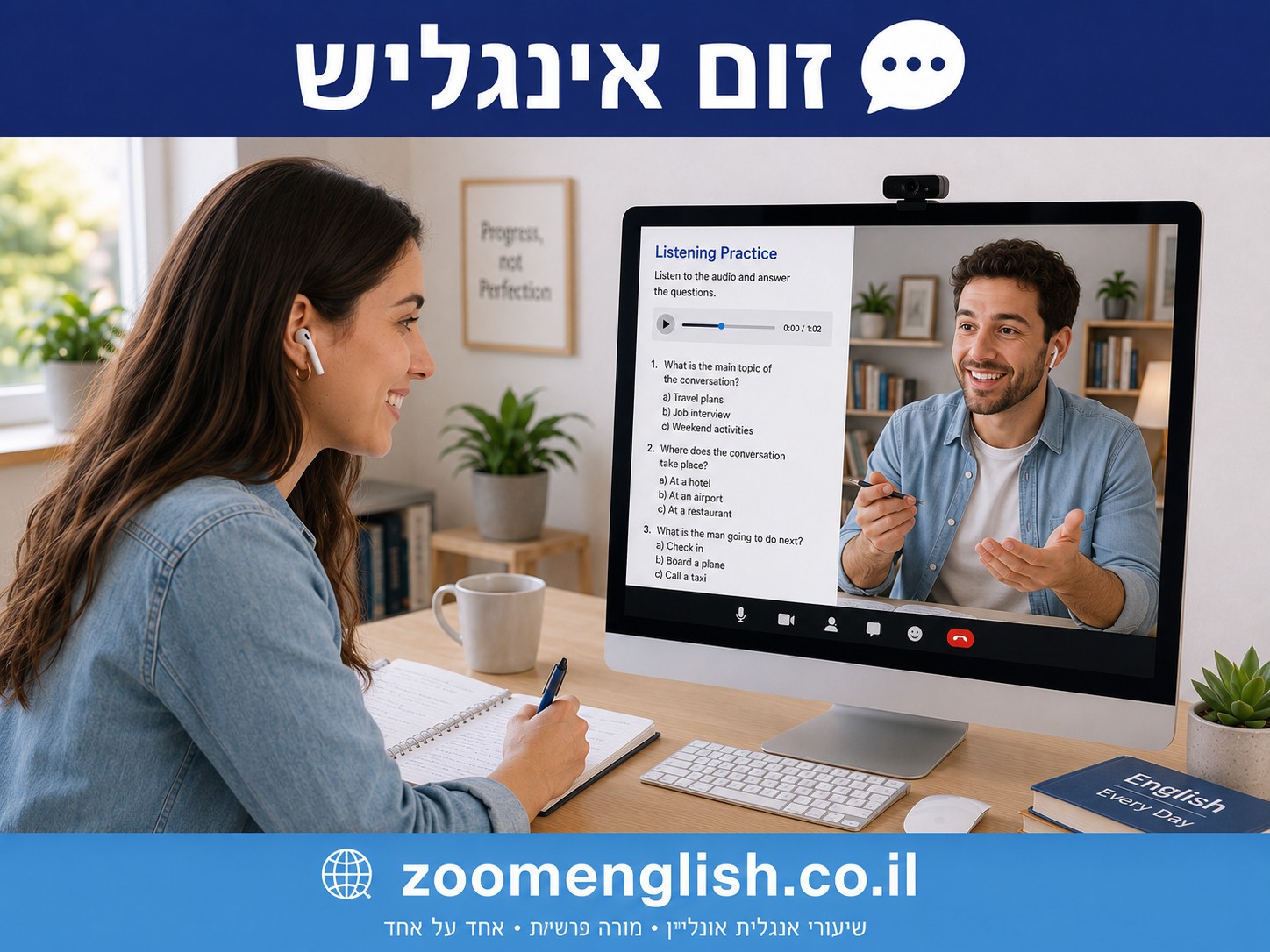  מורה פרטי לאנגלית אונליין לשיפור דיבור