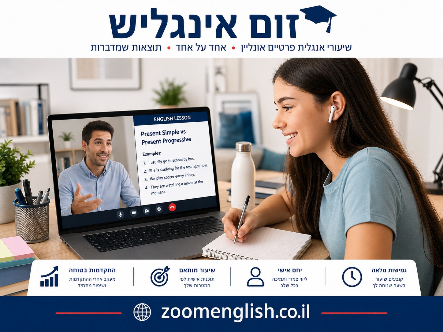 מורה פרטי לאנגלית אשקלון – שיעורי אנגלית אונליין אחד על אחד לילדים, נוער ומבוגרים