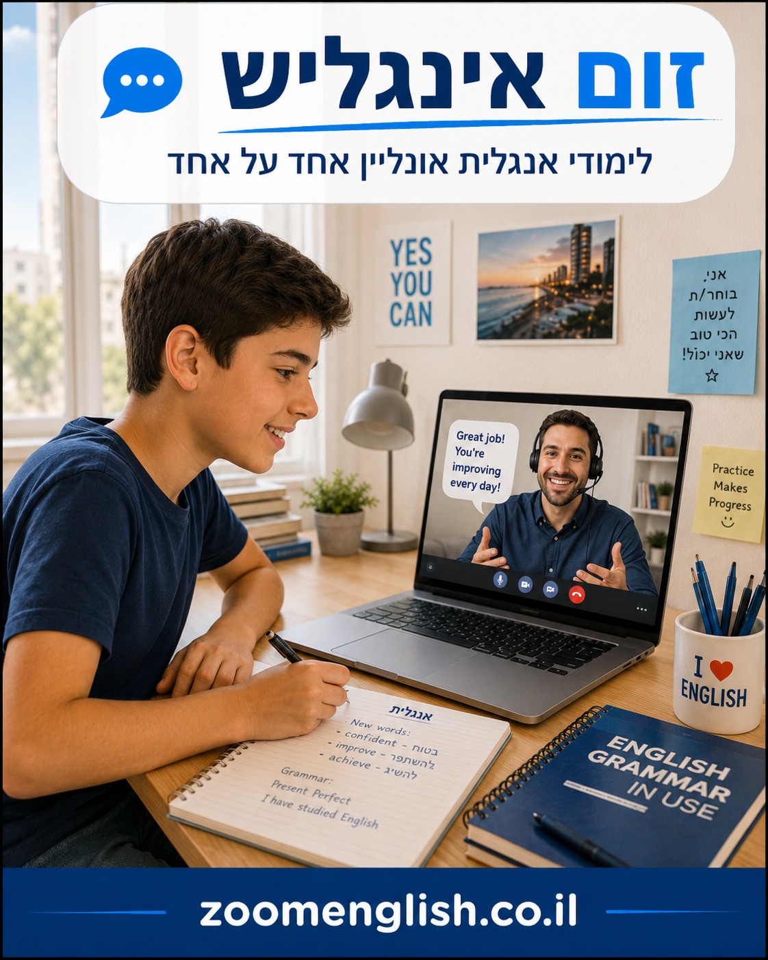 מורה פרטי לאנגלית רמת השרון – שיעורים אישיים אונליין לילדים, נוער ומבוגרים