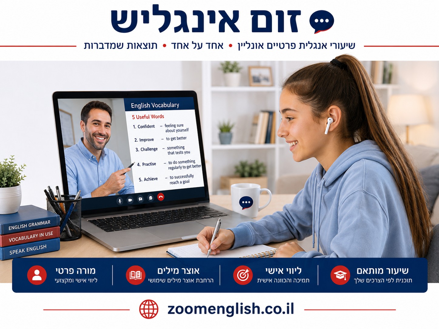 עזרה באנגלית בדקדוק וכתיבה למתחילים עם מורה פרטי