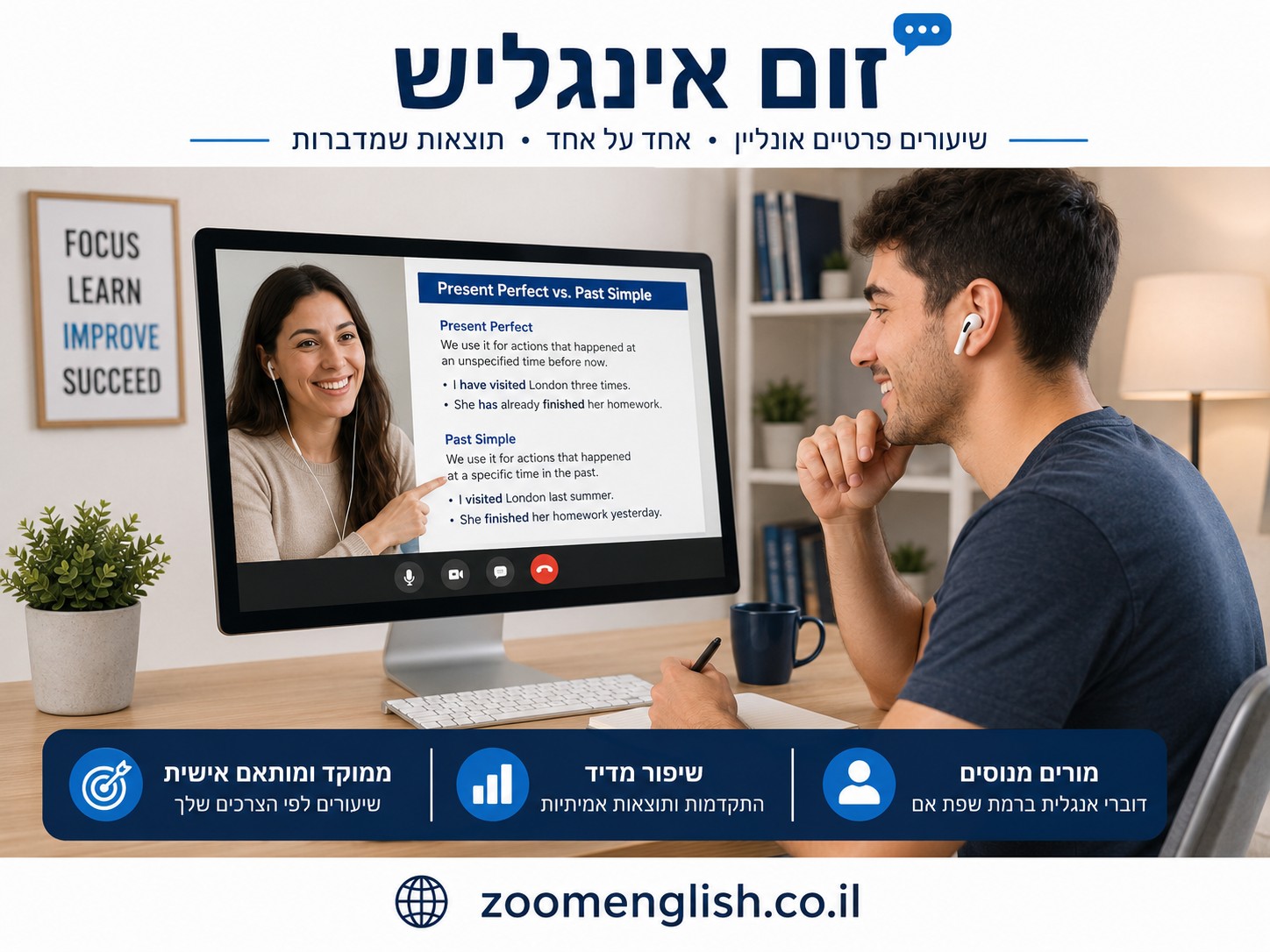 שיעור פרטי באנגלית בזום לפני ראיון עבודה