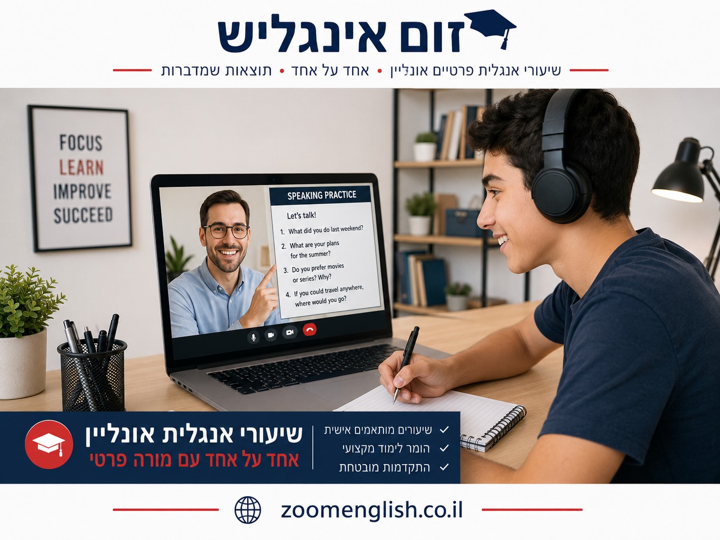 שיעורי אנגלית פרטיים באשדוד בלי לחץ קבוצתי – פתרון אישי לילדים, נוער ומבוגרים