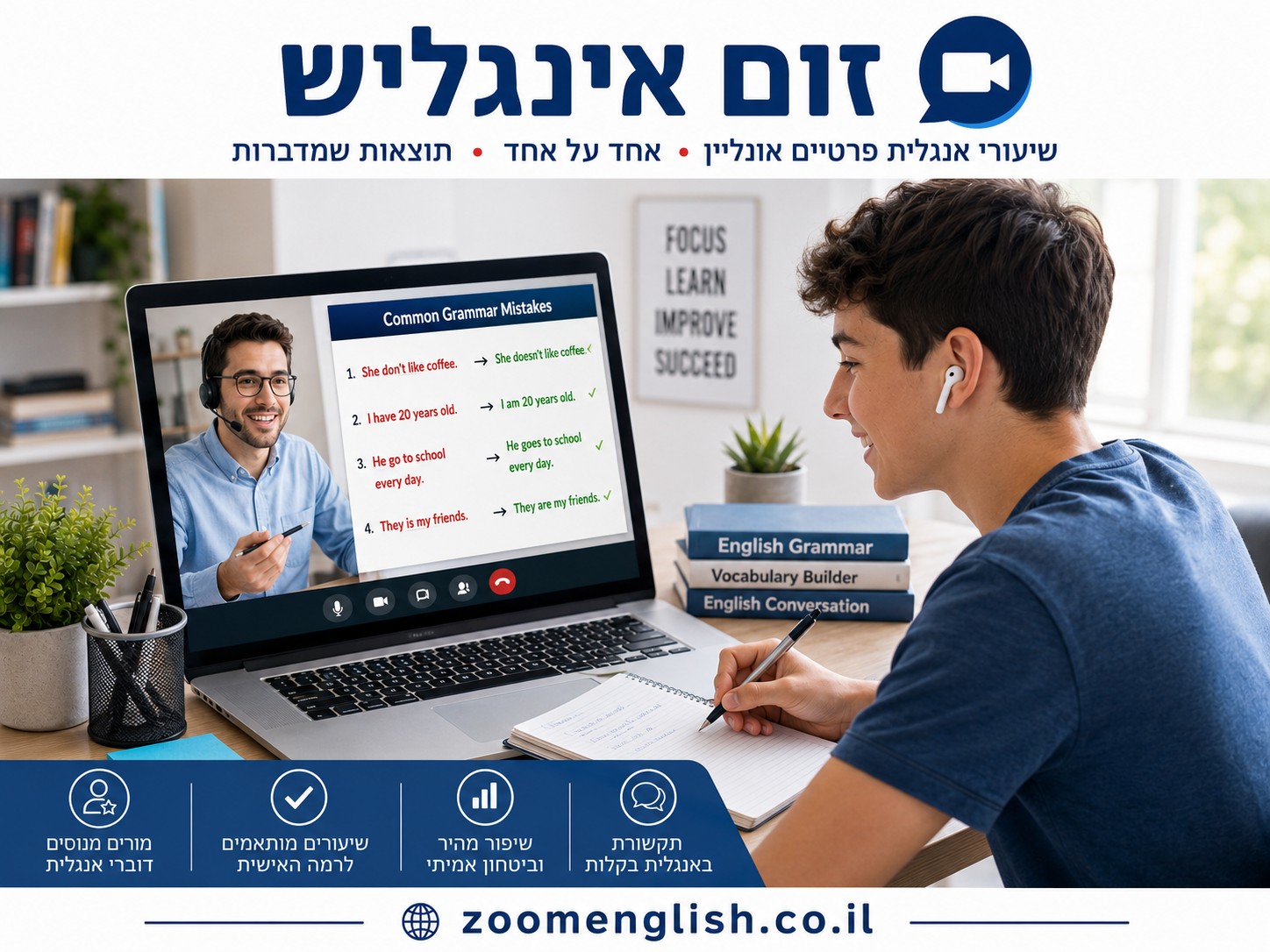 שיעורים פרטיים באנגלית אלעד