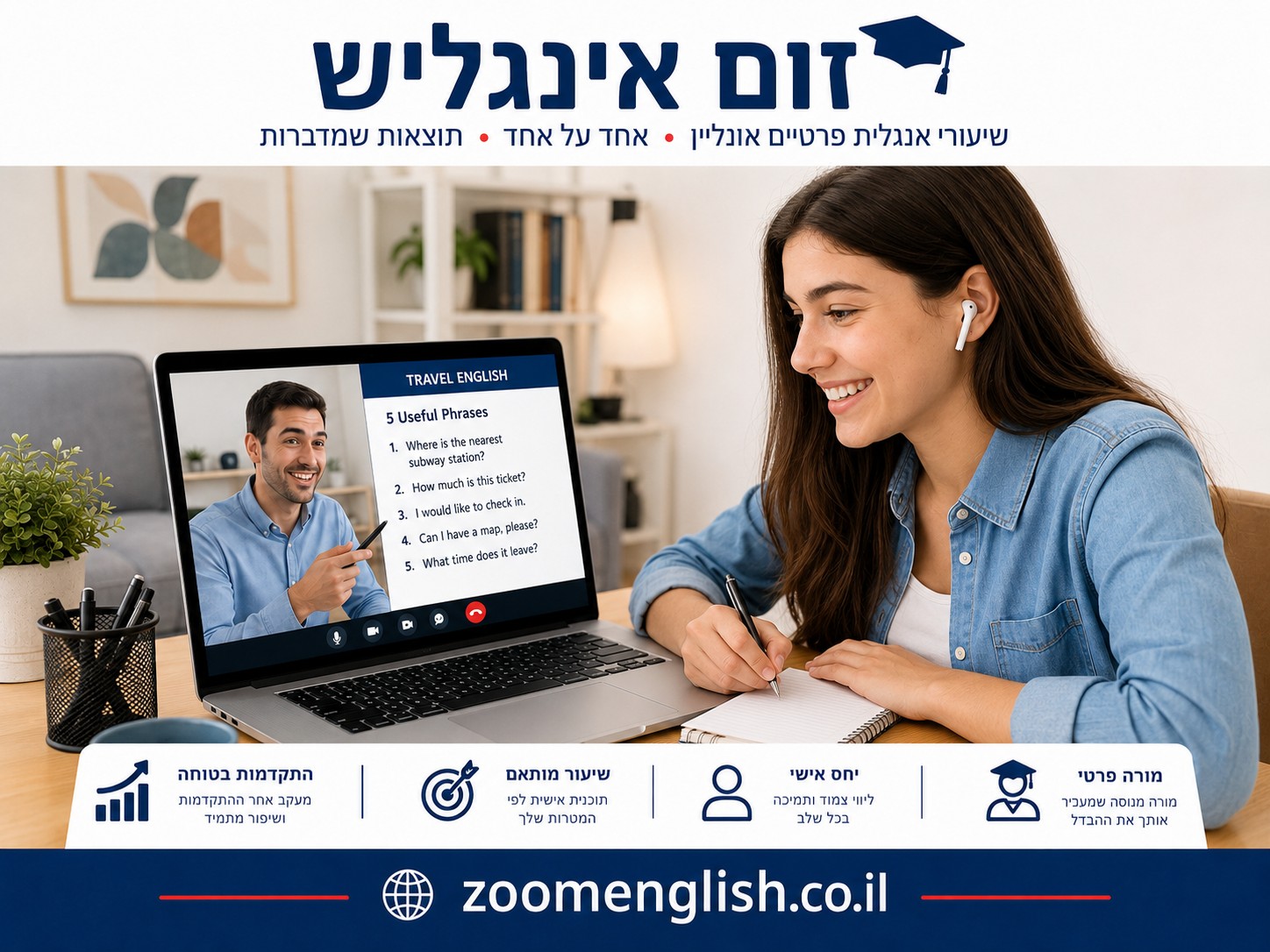 שיעורים פרטיים באנגלית באשקלון אונליין – ללמוד לדבר, להבין ולהתקדם בקצב שמתאים לכם