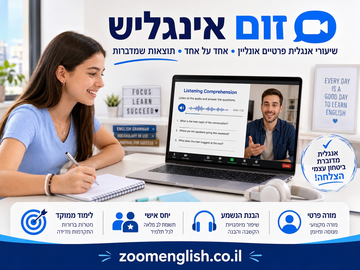 שיעורים פרטיים באנגלית קריית ביאליק