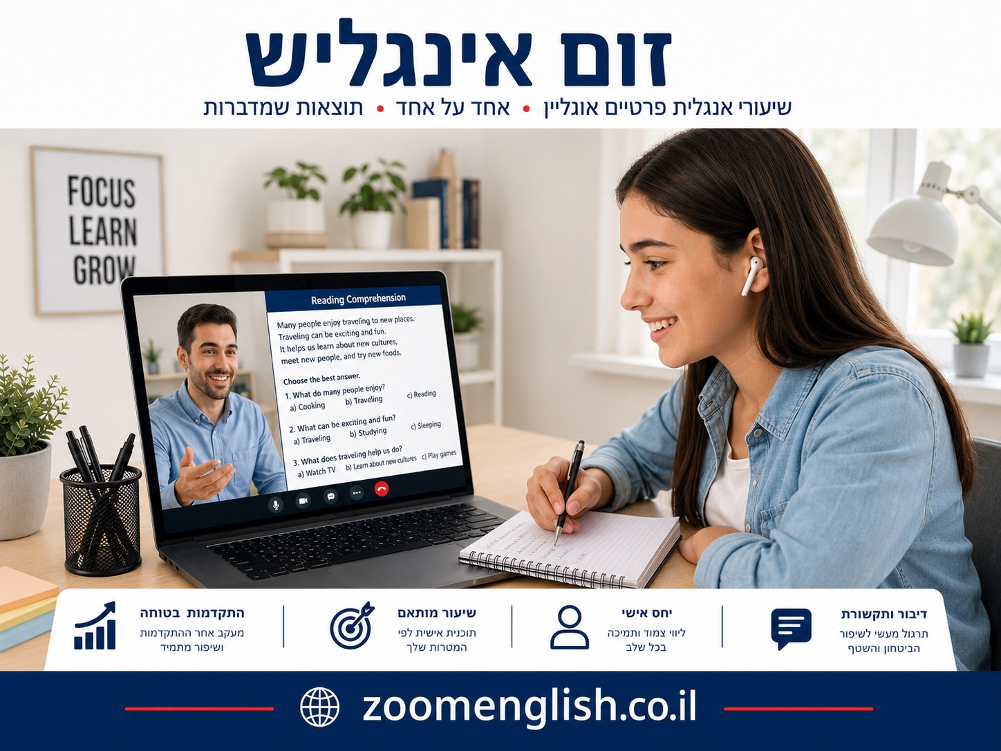 שיעורים פרטיים באנגלית רחובות