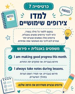 טבלת מעקב שבועית לשיפור דיבור, אוצר מילים, קריאה וכתיבה באנגלית