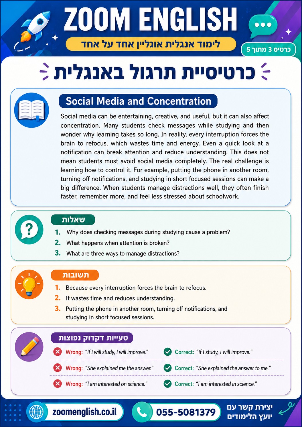 מורה פרטי לאנגלית לצורכי עבודה