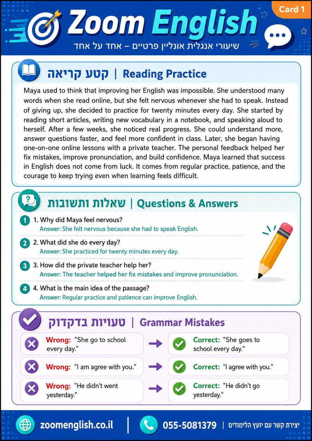 מילון פעלים מורכבים וביטויים באנגלית לפי רמות A1–C2 עם דוגמאות