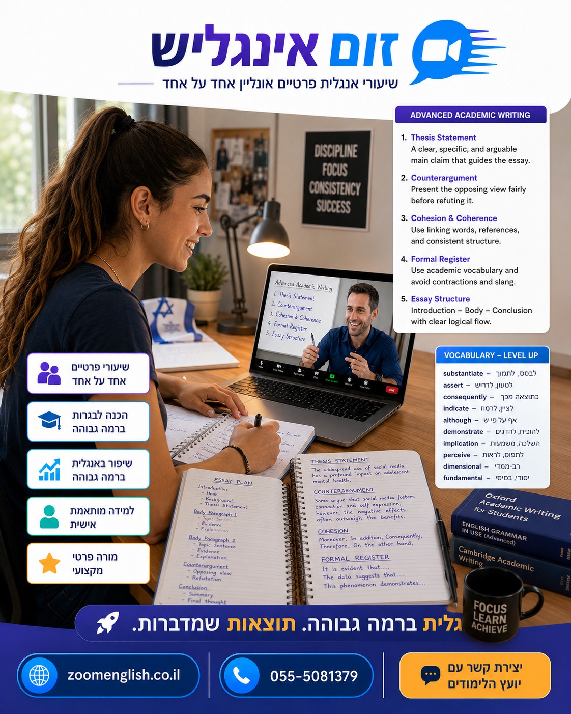 קורס אנגלית בנס ציונה: לימוד אחד על אחד לילדים, נוער ומבוגרים