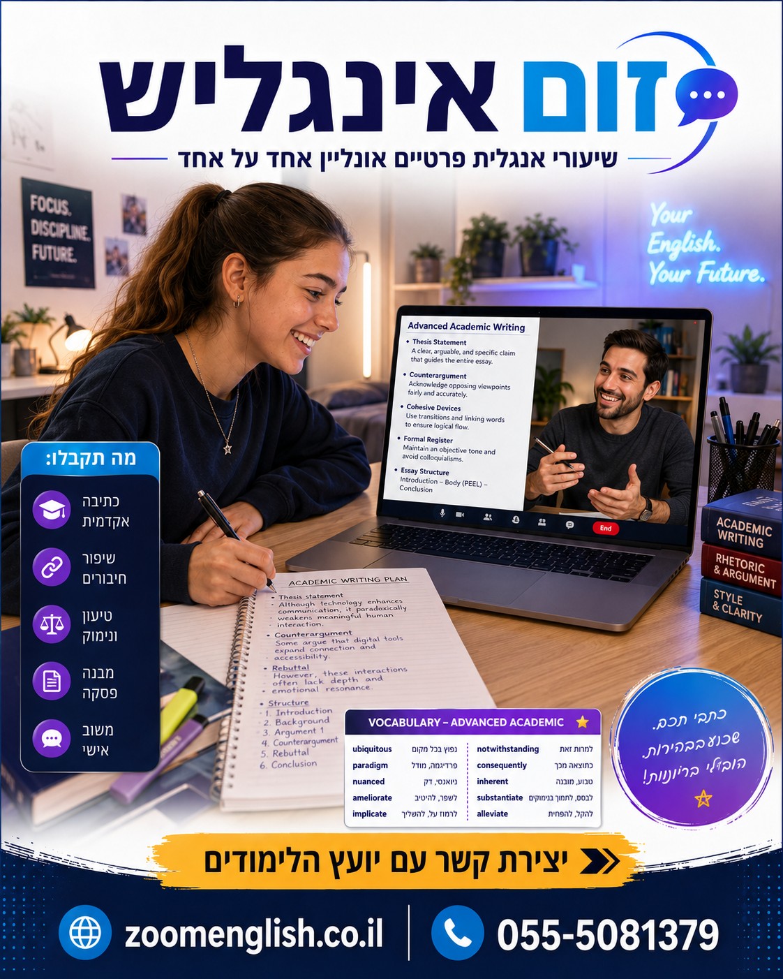 קורס אנגלית ברעננה ללמוד לדבר אנגלית בביטחון עם מורה פרטי