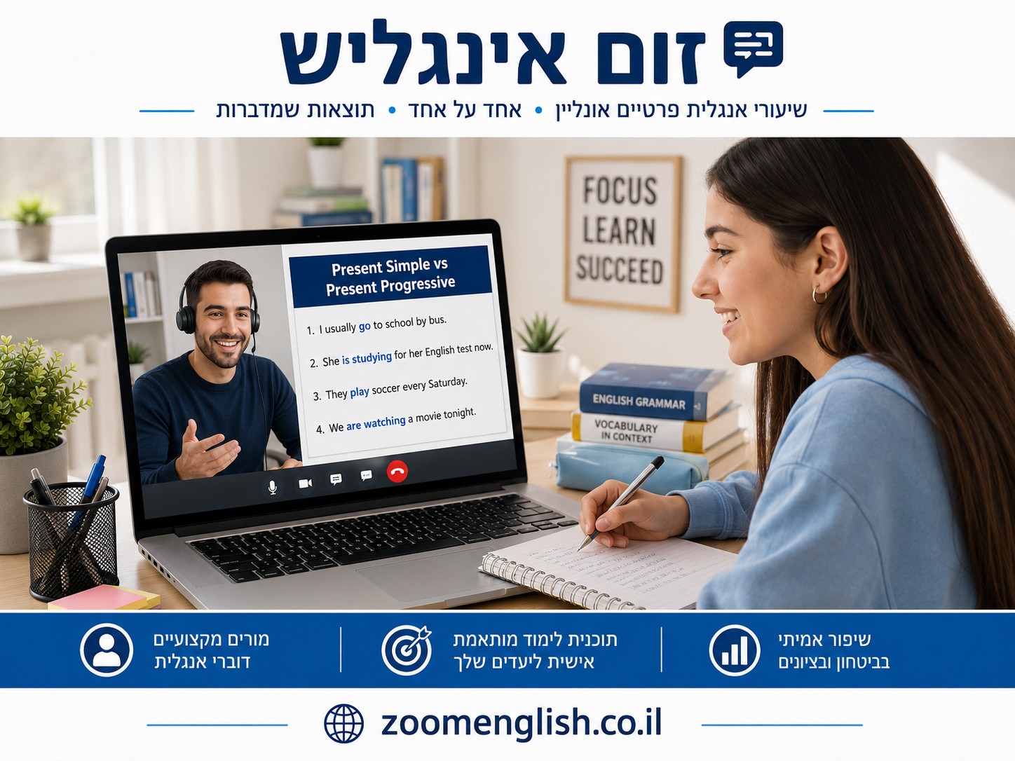 קורס אנגלית למתחילים נתניה – ללמוד אנגלית מהבית עם מורה פרטי אונליין