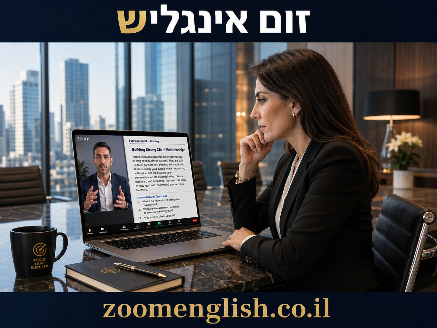 קורס אנגלית עסקית באינטרנט אחד על אחד