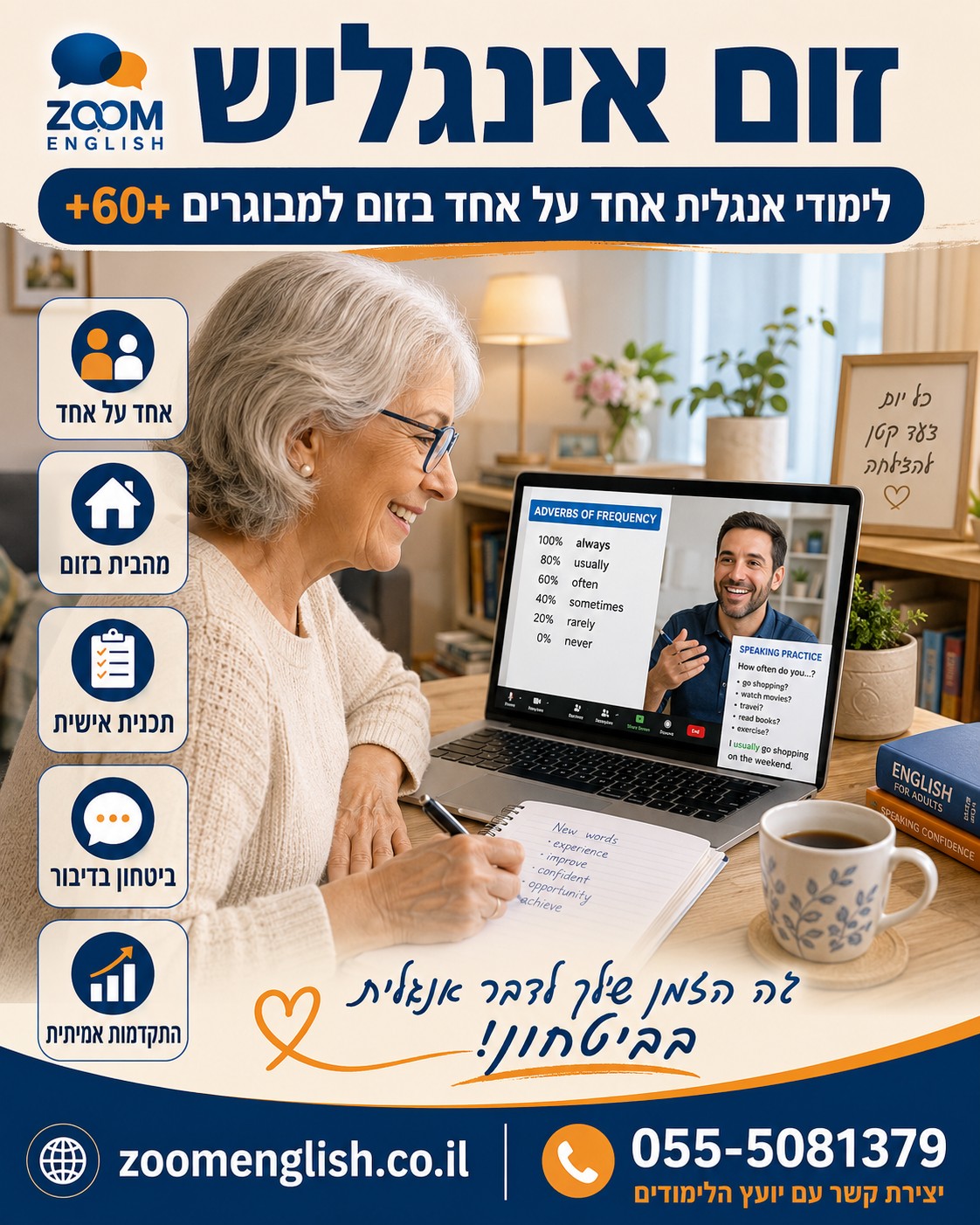 שיעורי אנגלית אונליין למבוגרים: מדריך מעשי ללמידה אישית מהבית