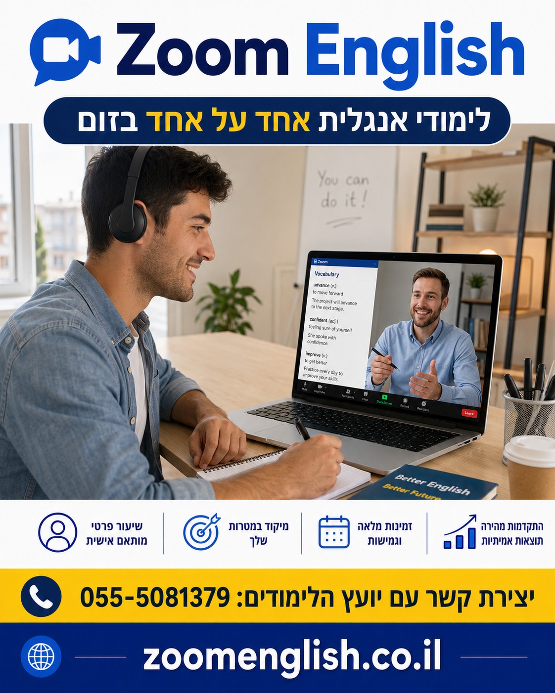 איך ללמוד לדבר אנגלית מאפס עם מורה פרטי אונליין — שלב אחר שלב