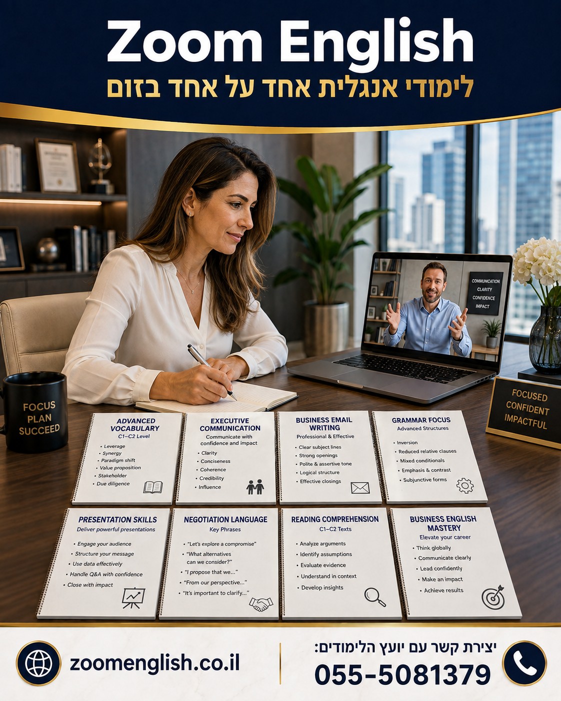 מבחן רמת אנגלית למבוגרים עם תשובות, ציון והסבר מלא לפי מיומנויות
